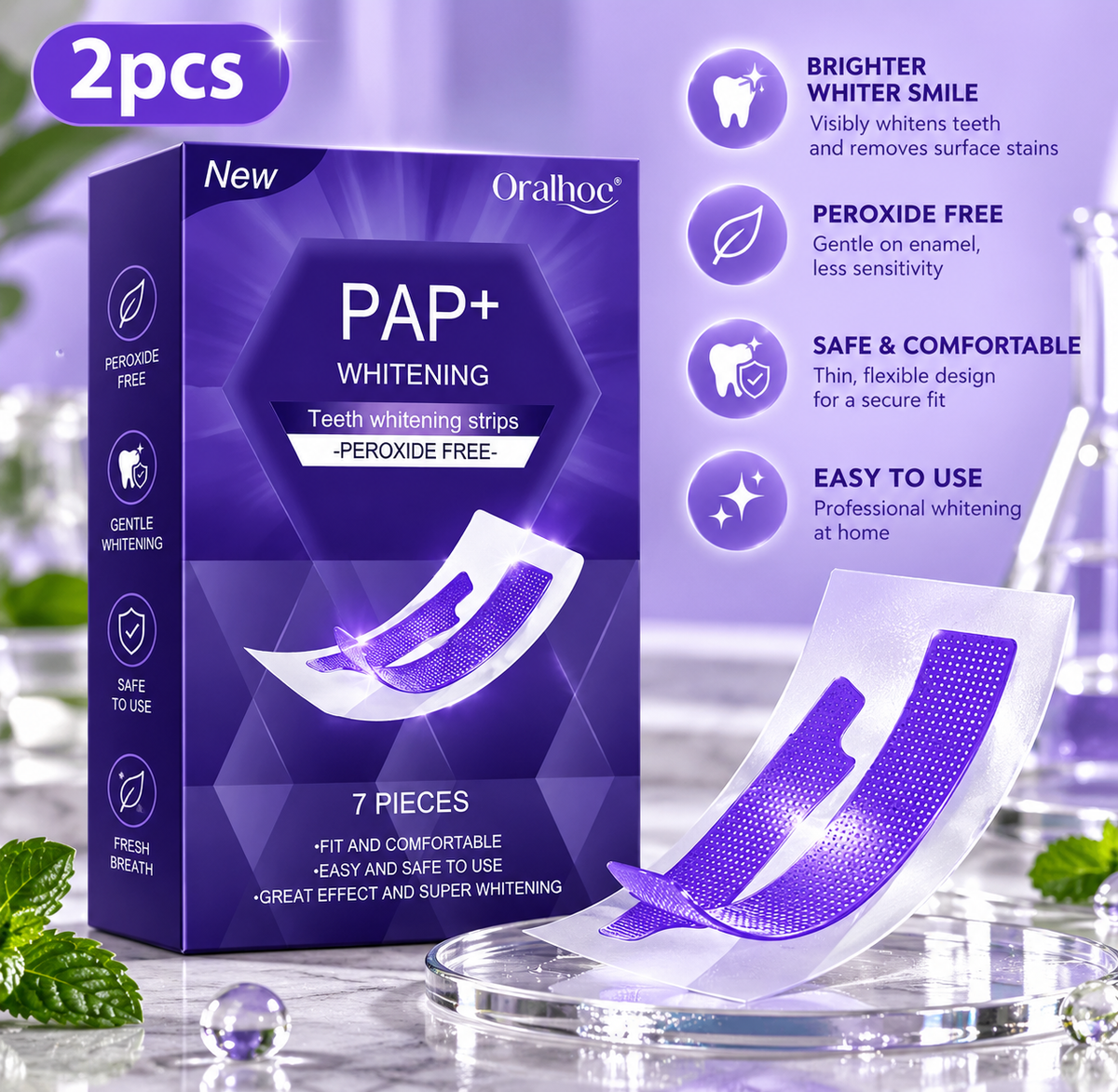 Advanced Teeth Whitening Strips (Purple Formula)